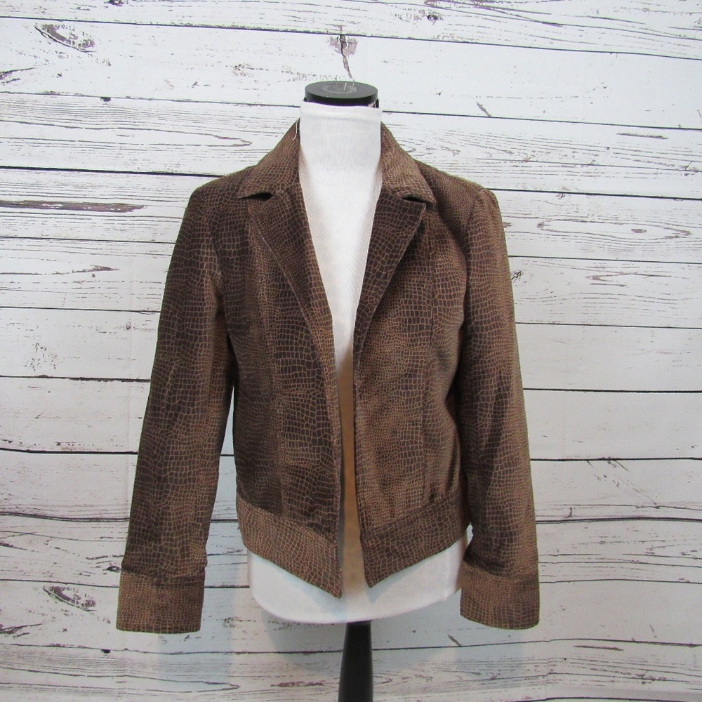 Patricr Christopher brown crocodile print jacket